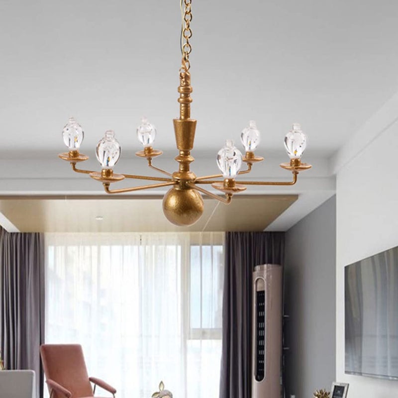 Yardwe Miniature Ceiling Lamp 1 12 Scale Dollhouse Hanging Light Led Decorative Lamp for DIY Mini House Accessories and Sand Table Scenes - Image 2