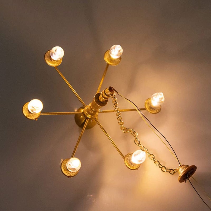 Yardwe Miniature Ceiling Lamp 1 12 Scale Dollhouse Hanging Light Led Decorative Lamp for DIY Mini House Accessories and Sand Table Scenes - Image 3