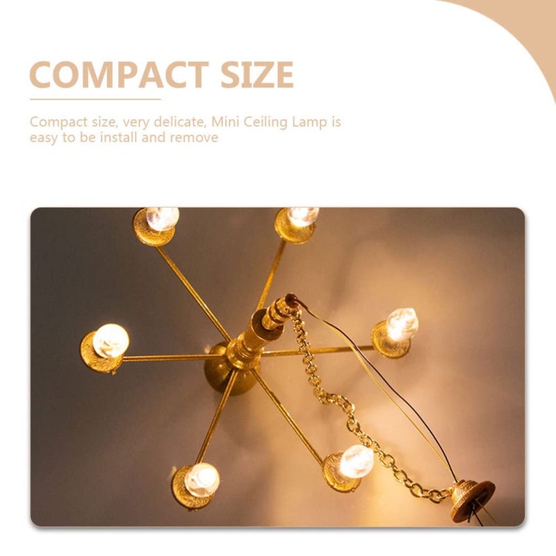 Yardwe Miniature Ceiling Lamp 1 12 Scale Dollhouse Hanging Light Led Decorative Lamp for DIY Mini House Accessories and Sand Table Scenes - Image 4