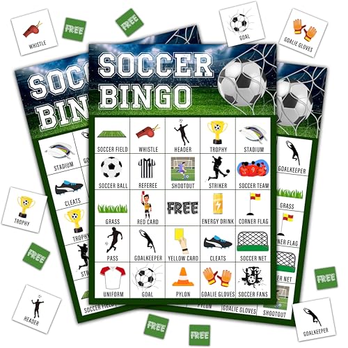 Disfuco Soccer Bingo Game Soccer Party Games Bingo Cards for Adults Sports Party Game Party Favors Supplies Decorations 24 Players Birthday Games B08 - Image 1