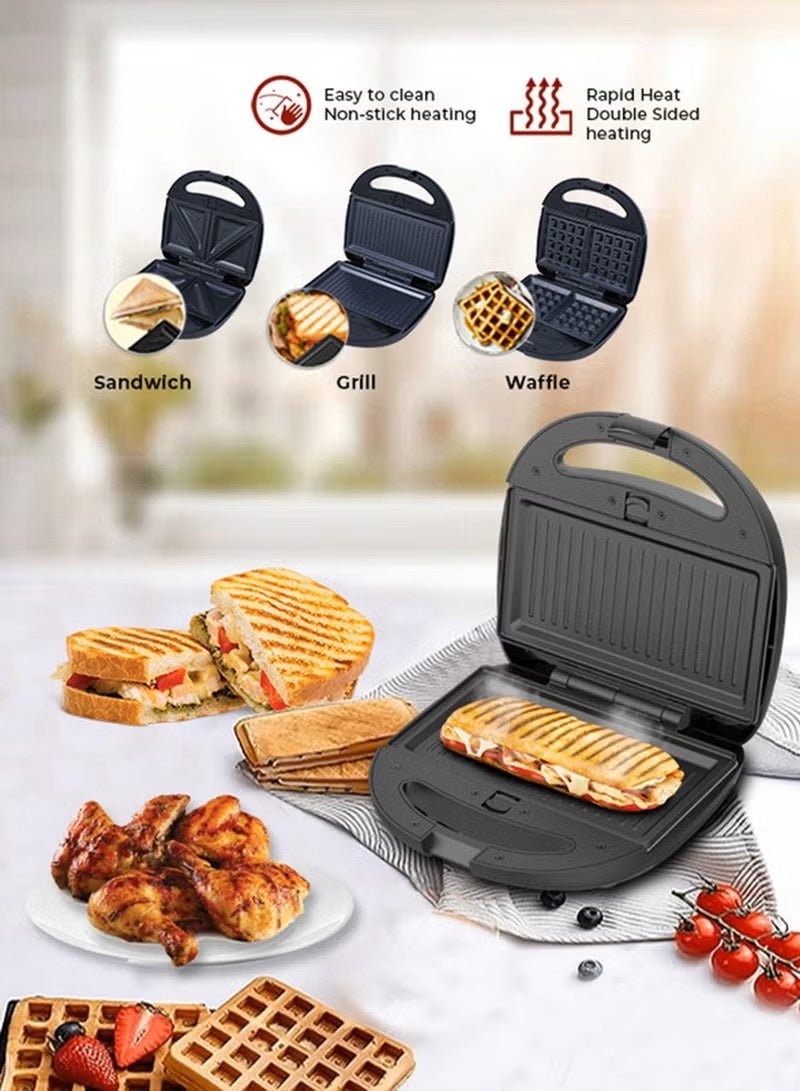 sokany 3-in-1 Sandwich Maker & Grill 750W – Non-Stick Coating Plates, Fast Heating Compact Mini Kitchen Appliance – Perfect for Sandwiches, Grilled Meats & Snacks, Easy to Clean3-in-1 Sandwich Maker & Grill 750W – Non-Stick Coating Plates, Fast Heating Compact Mini Kitchen Appliance – Perfect for Sandwiches, Grilled Meats & Snacks, Easy to Clean - Image 2