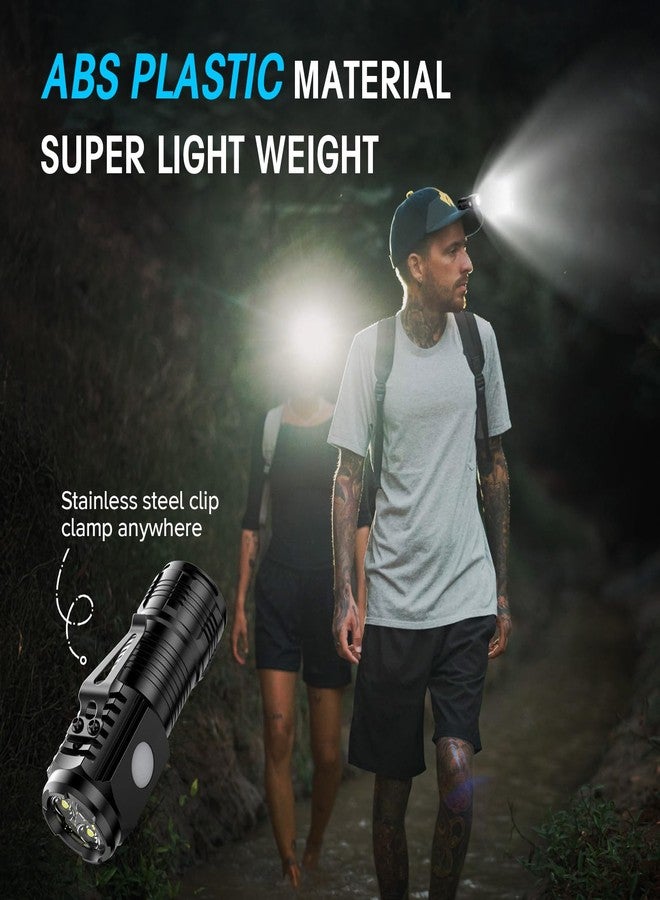 LETMY Rechargeable Mini Flashlights with Magnetic Base, 4 Pack Bright 3 LED Flash Lights, Small Tactical Flashlight with Belt Clip, 4 Lighting Modes Portable Rechargeable Flashlights for Camping Home - Image 3