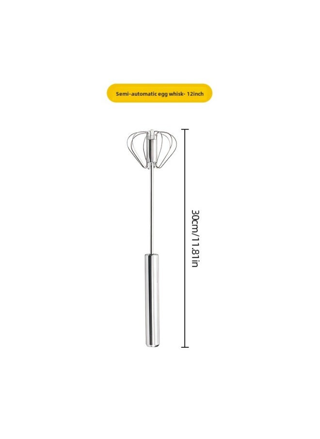 Generic A Generation Of Stainless Steel Manual Egg Beater Household Semi-automatic Hand-held Milk Foam Spring Mixing Baking Tool-Color:12 Inch Semi-automatic Egg Beater  - Image 1