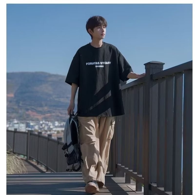 Printed Half Sleeve Spring Fashion Brand Youth Popular City Style Fashionable Standard Men's Round Neck ins Trendy T-Shirt - Image 5