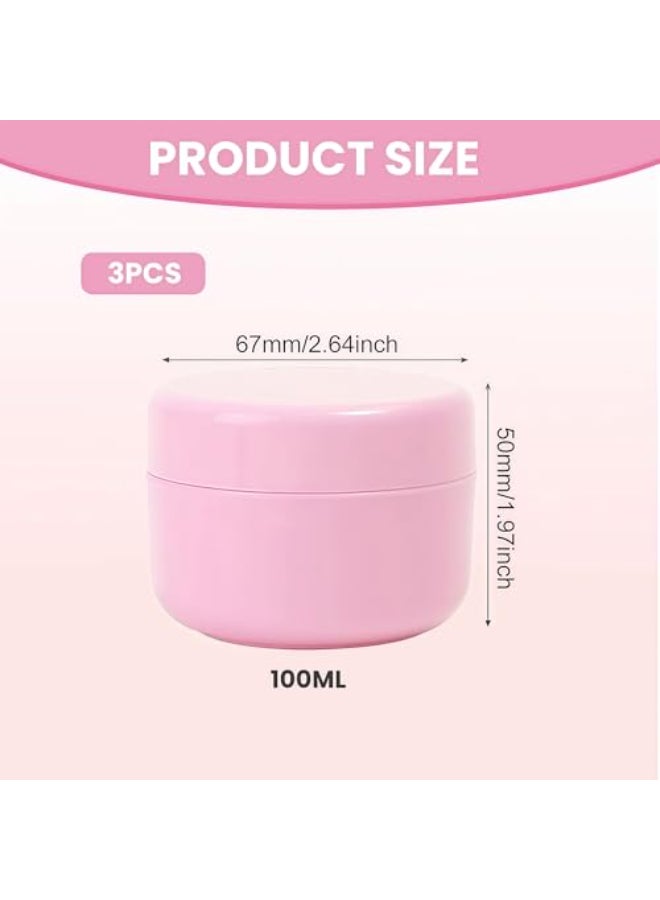 ASTRQLE 3PCS 100ML 100G 34oz Refillable Empty Plastic Makeup Cosmetic Jars Face Cream Eye Shadow Lip Balm Lotion Sample Storage Container Pot Bottle Case Holder With Screw Cap Pink - Image 3