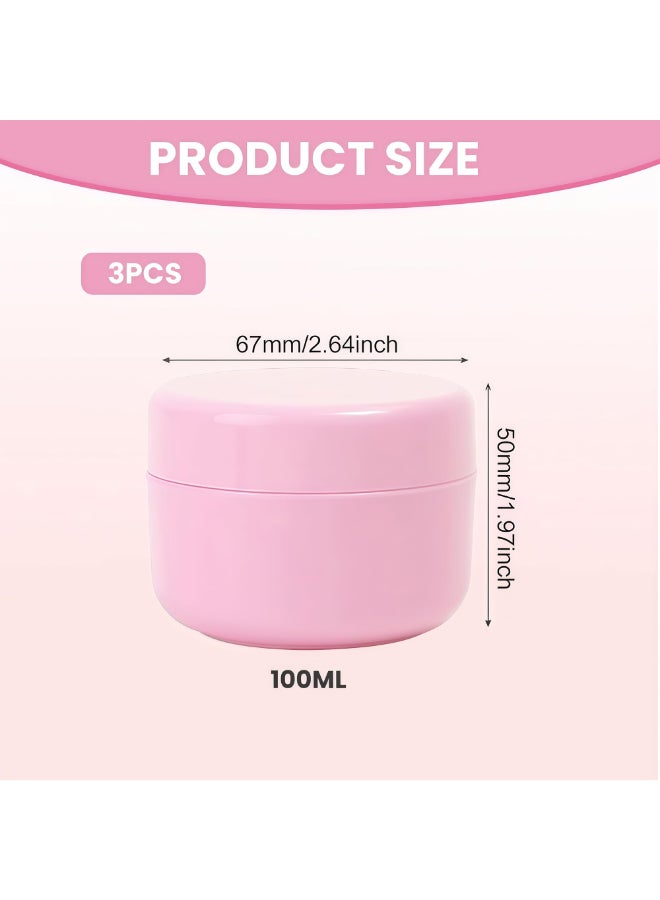 ASTRQLE 3PCS 100ML 100G 34oz Refillable Empty Plastic Makeup Cosmetic Jars Face Cream Eye Shadow Lip Balm Lotion Sample Storage Container Pot Bottle Case Holder With Screw Cap Pink - Image 4