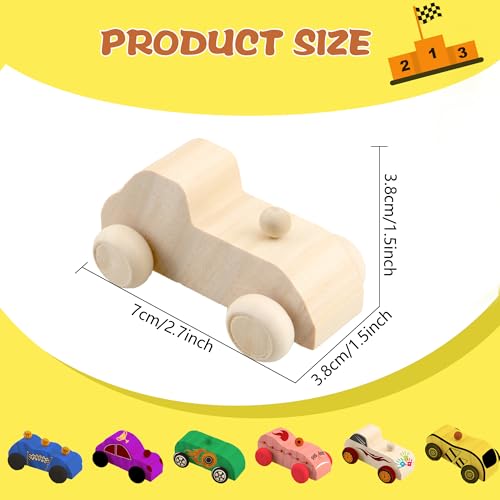 Feradny 42 Pcs Unfinished Wooden Cars Include 18 Wood DIY Car Toys Wood Car Crafts Painting with 24 Painting Tools for Kids Home Activities Arts Crafts Projects Easy Woodworking Party Favors - Image 5