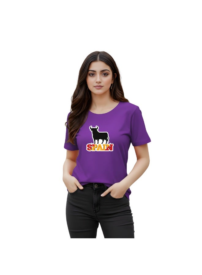 Spain Adult T-Shirt for Womens - Round Neck Short Sleeve Cotton T-Shirt - Soft and Comfortable Womens Tshirt - Perfect for Souvenir - Image 1