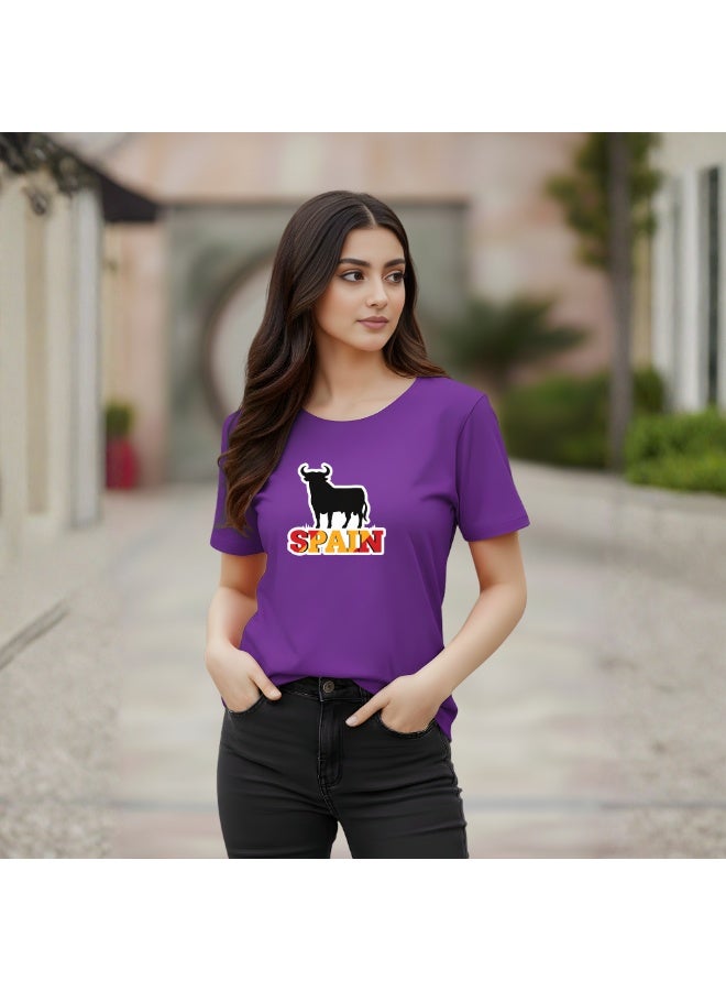 Spain Adult T-Shirt for Womens - Round Neck Short Sleeve Cotton T-Shirt - Soft and Comfortable Womens Tshirt - Perfect for Souvenir - Image 3