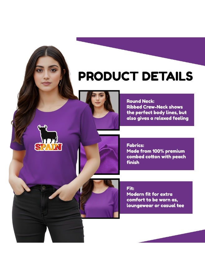 Spain Adult T-Shirt for Womens - Round Neck Short Sleeve Cotton T-Shirt - Soft and Comfortable Womens Tshirt - Perfect for Souvenir - Image 4
