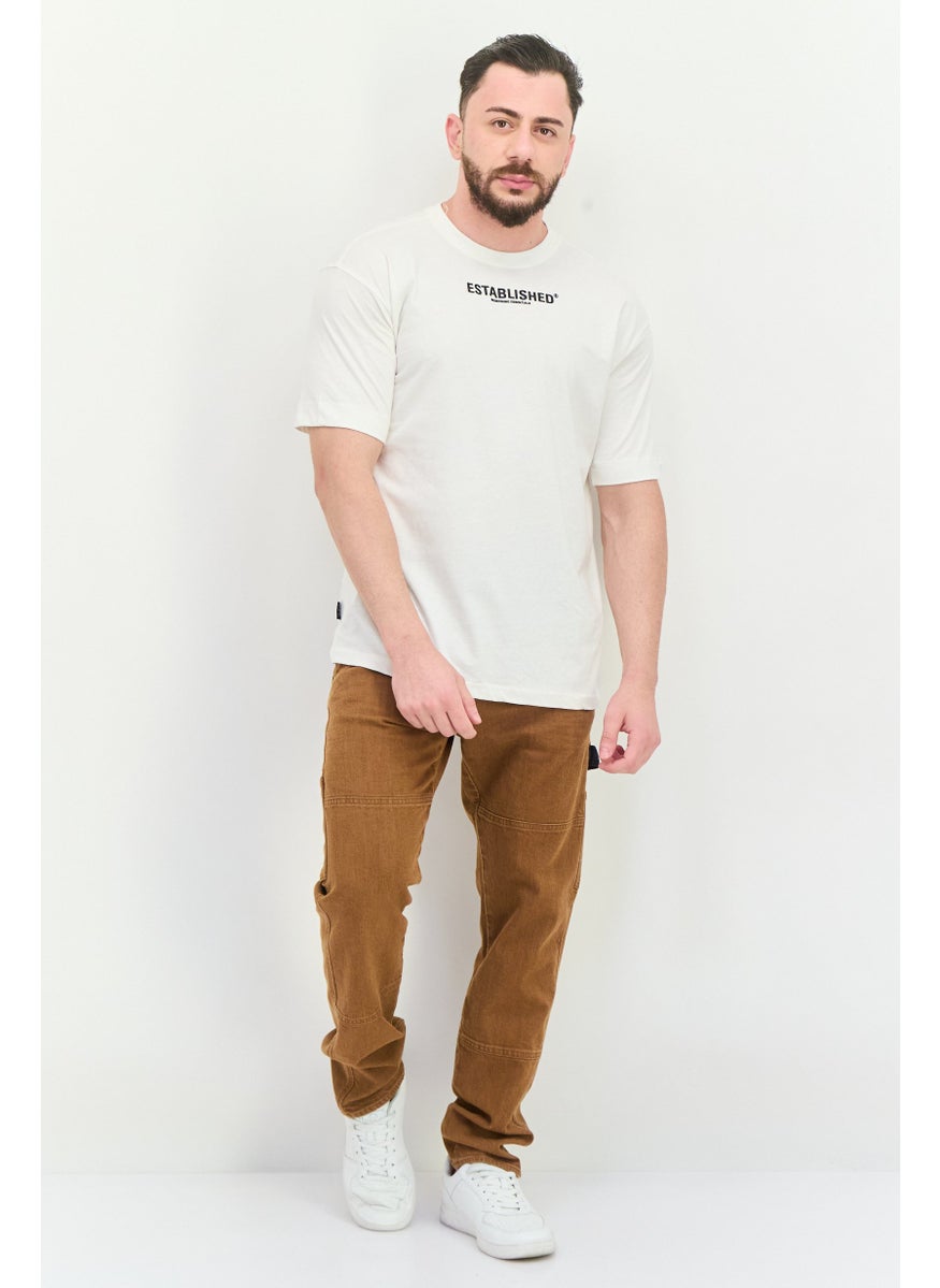 Established Redefining Essentials - Men Crew Neck Short Sleeve Brand Logo T Shirt, White - Image 1