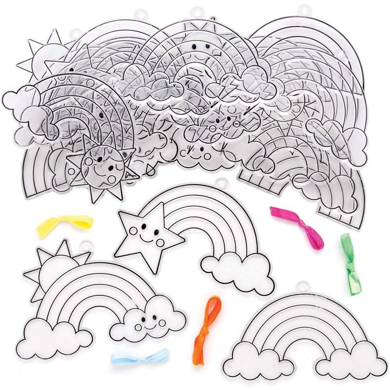 Baker Ross FE148 Rainbow Suncatcher Craft - Pack of 10, Stained Glass Effect for Kids to Decorate and Display for Arts and Craft Activities - Image 2
