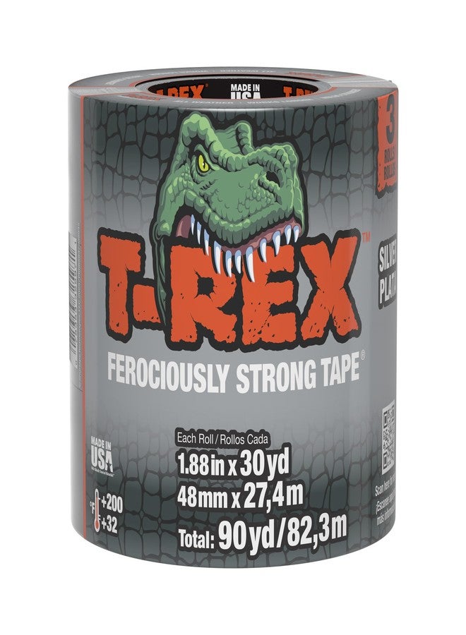 T-REX Tape Heavy Duty Duct Tape with UV Resistant & Waterproof Backing for Ferociously Strong Repairs, 1.88" x 30 yd, Gunmetal Gray, 3 Rolls - Image 1