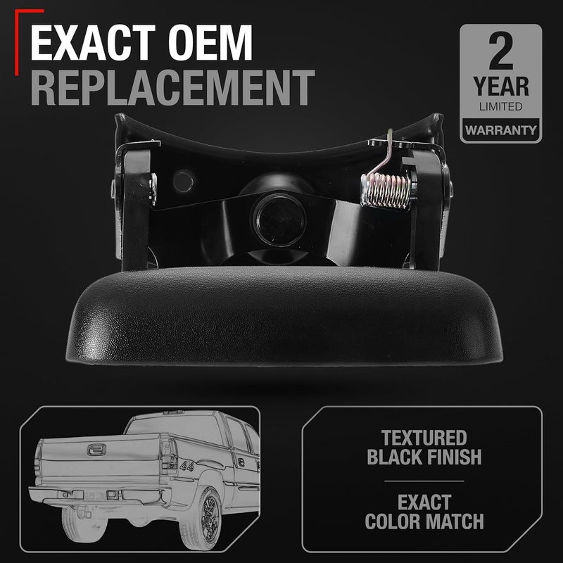 T1A Tailgate Handle Assembly - Compatible with 1999-2007 Chevrolet Silverado 1500, 2500, 3500; 1999-07 GMC Sierra 1500, 2500, 3500 (Classic, HD) - Textured Black, OEM 15997911, C580701, 1915105 - Image 2