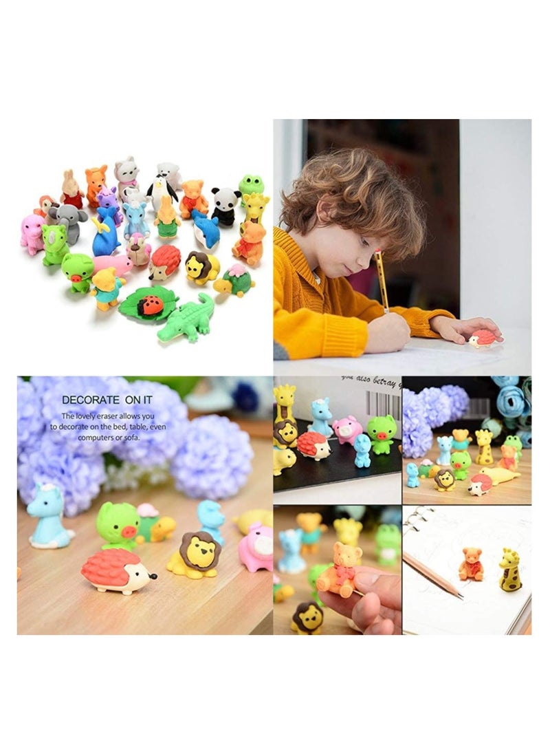 SYOSI - 30Pcs Animal Erasers Kids Pencil Bulk Puzzle Erasers Desk Pets Mini Take Apart Erasers Toys for Party Favors, Classroom Students Prizes, Carnival Gifts - Image 1