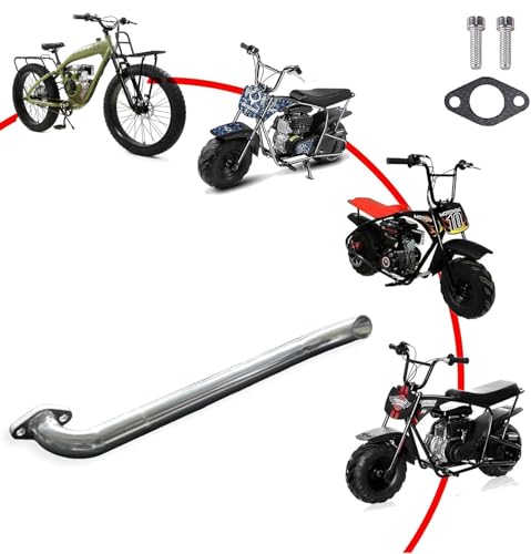 JMCHstore Header Pipe for Lifan 79cc/105cc Engine for Coleman B100 RB100, Mega Moto MMB80 MMB105, Phatmoto Gas Bike, Motovox MBX10 Orxyearth Dirt Kids Mini Bike MMK80 Go Kart (Silver) - Image 2