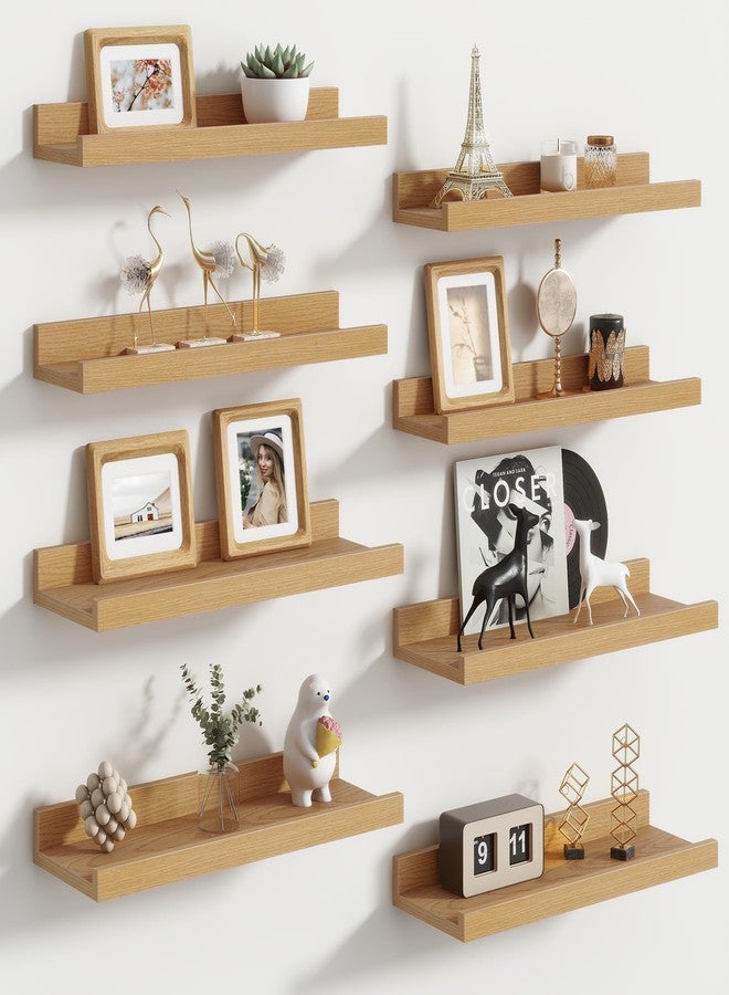 FLYJOE Picture Ledge Shelf, Floating Shelves Set of 8, 16 Inches Nursery Book Shelves for Toys Storage, Kids Bookshelf Wall Mounted for Living Room Bedroom Decor Books Photo Frames, - Image 1