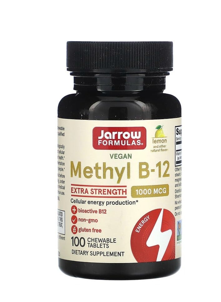 jarrow formulas Methyl B-12, Extra Strength, Lemon, 1,000 mcg, 100 Chewable Tablets