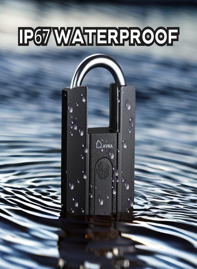 LAVNA Heavy Duty Smart Padlock with 3 Way Access Fingerprint, Mobile App & Key Ip67 Waterproof Suitable for Main Doors, Bags, Suitcase, Garage Door, Cabinet, Warehouse Doors & Shutter (Large) Black - Image 4