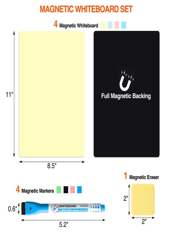 MAXECHO Magnetic Dry Erase Board Sheets, 4 Colors White Board for Fridge with 4 Markers & 1 Eraser, Reusable Blank Magnetic Whiteboard for Refrigerator, Locker, Cabinet, Door 8.5" x 11" - Image 2