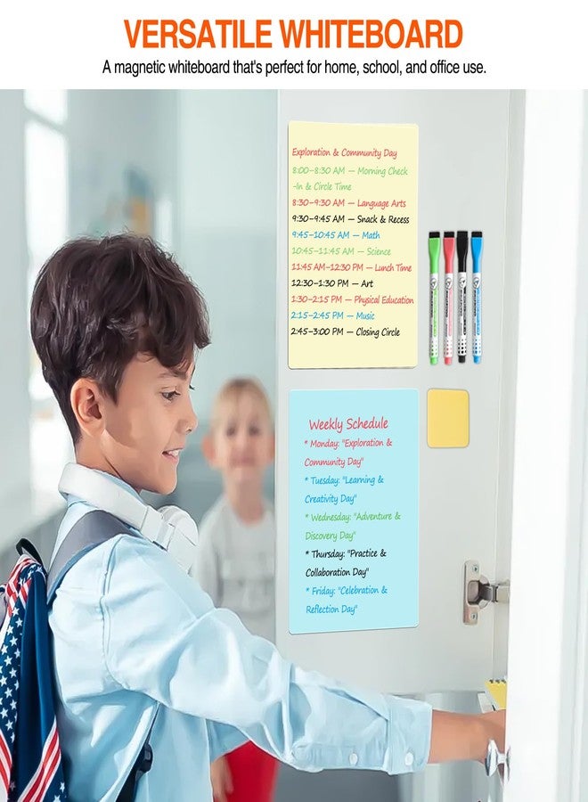 MAXECHO Magnetic Dry Erase Board Sheets, 4 Colors White Board for Fridge with 4 Markers & 1 Eraser, Reusable Blank Magnetic Whiteboard for Refrigerator, Locker, Cabinet, Door 8.5" x 11" - Image 4