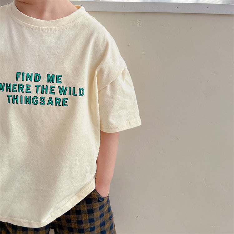 Children'S Wear Children'S Letters Pure Cotton T-Shirt For Boys And Girls Baby Simple Japanese Sleeveless Loose Trendy - Image 1