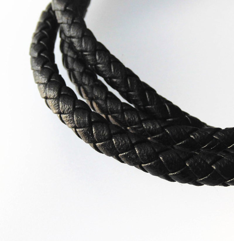 Glory Qin 3 Yards Round Folded Bolo Braided Genuine Leather Cord for Making Bracelet & Jewelry (Black, 6mm) - Image 2