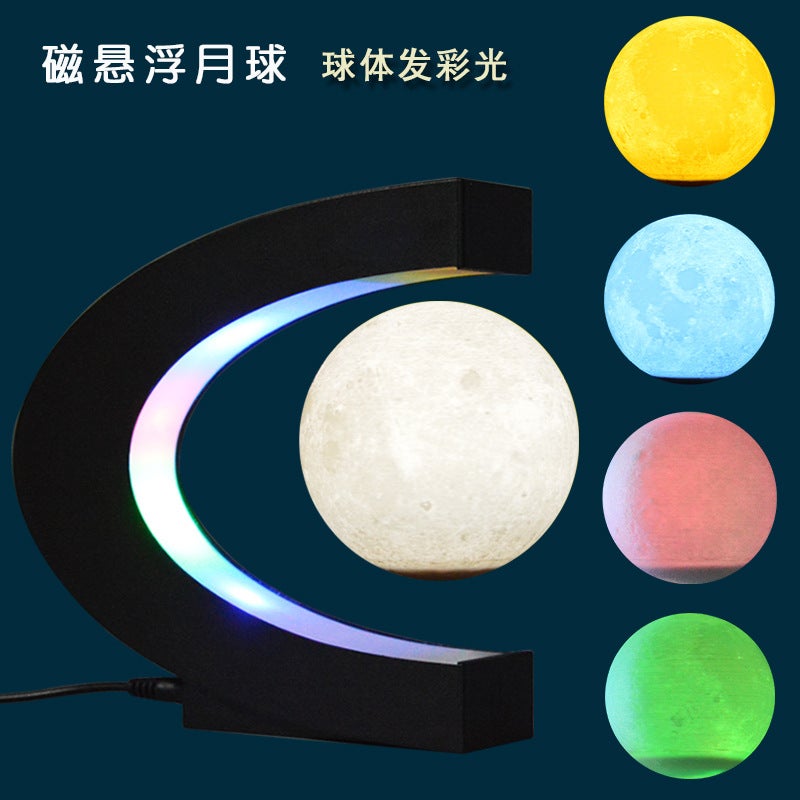 Shenzhen factory C- shaped 3-inch magnetic suspension moon lamp Office Home creative suspension decoration gift with logo - Image 1