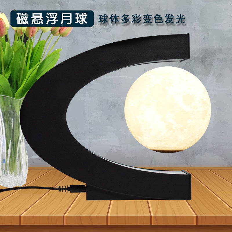 Shenzhen factory C- shaped 3-inch magnetic suspension moon lamp Office Home creative suspension decoration gift with logo - Image 5