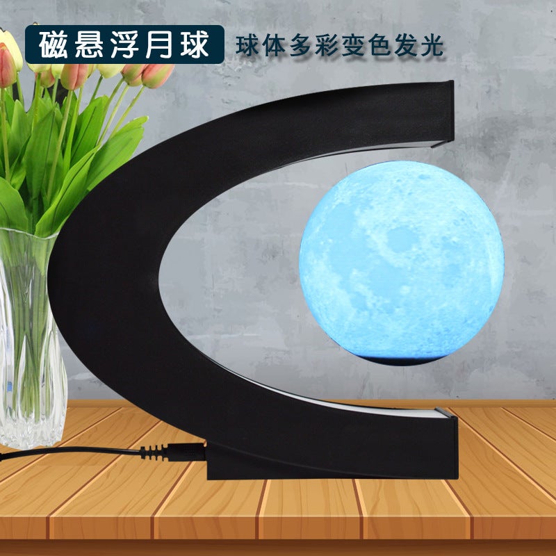 Shenzhen factory C- shaped 3-inch magnetic suspension moon lamp Office Home creative suspension decoration gift with logo - Image 4