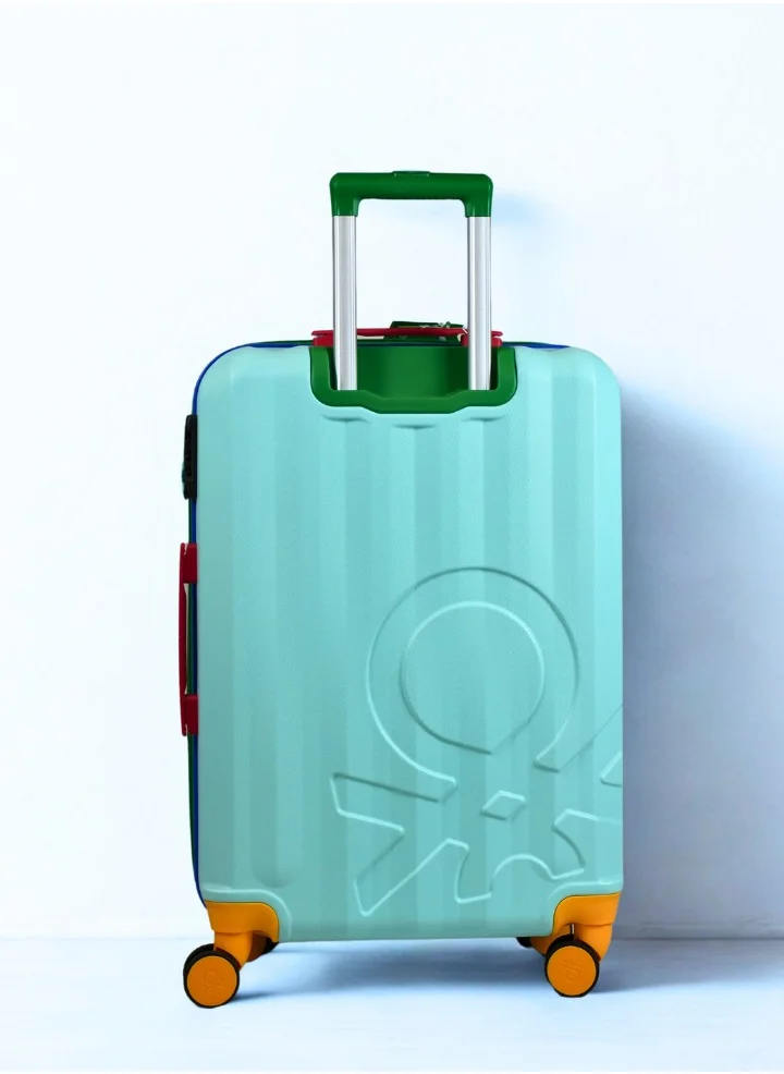 UNITED COLORS OF BENETTON BNTA-203X 20 Inch- Checked Luggage with TSA Lock| Material- Acrylonitrile Butadiene Styrene| Adjustable Trolley Handle | Smooth Dual Wheels 360degree rotate| LIGHT BLUE