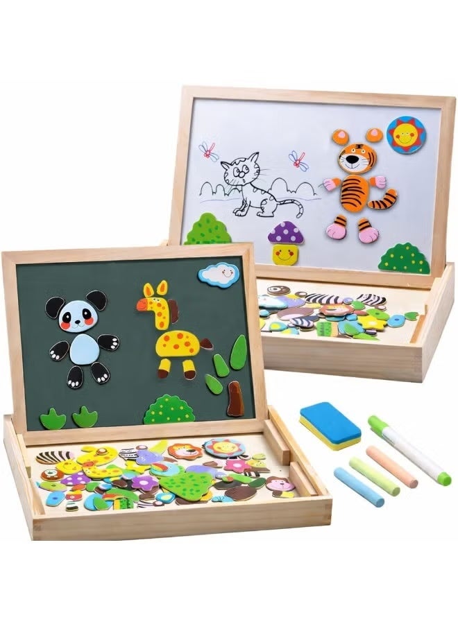 Toy Imagine Wooden Magnetic Chalkboard – Double-Sided Educational Learning Board with Chalk, Marker & Duster – Small Green & White Writing Board for Kids (3+ Years) - Image 1