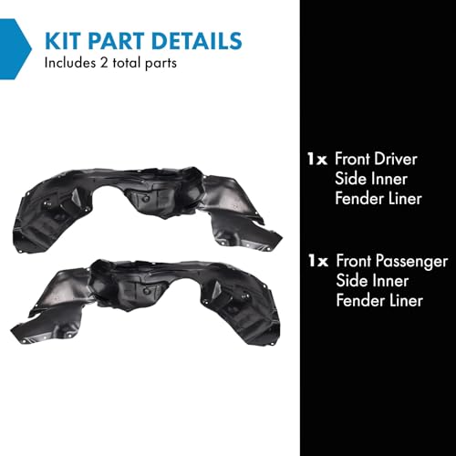 TRQ Front Inner Fender Liner Set Compatible with 2000-2001 Toyota Camry TO1248102 TO1248112 TO1248148 TO1249102 TO1249112 TO1249148 - Image 2