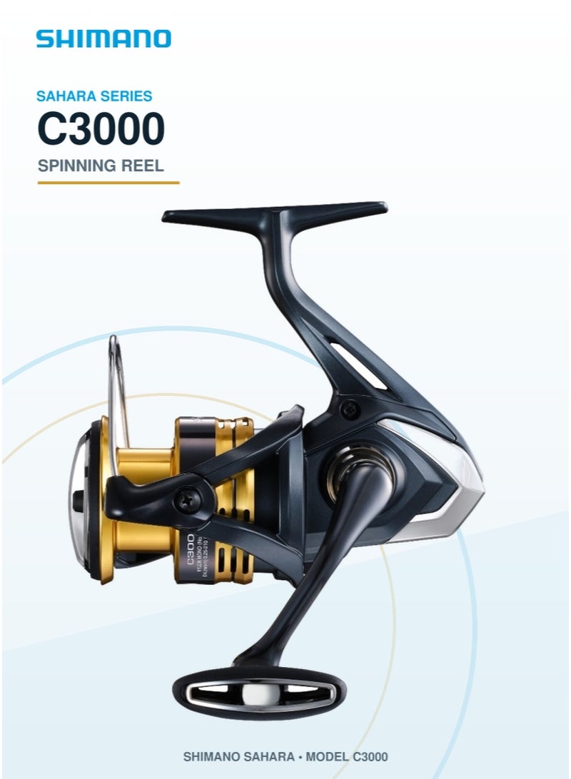Shimano 22 SAHARA C3000 Spinning Reel, HAGANE Gear, 9kg Max Drag, 5.0 Gear Ratio, 240g Lightweight, SilentDrive, JDM Model for Saltwater, Freshwater & Bass Fishing - Image 1