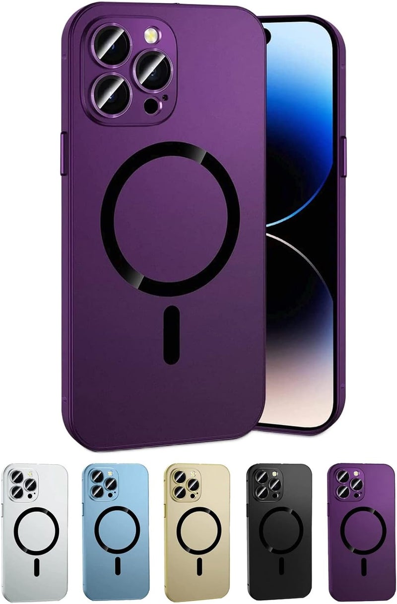 klarako Giftsme Case iPhone, Magnetic Charging Aluminium Metal Bumper Matte Case Cover for iPhone,2023 New Aluminium Metal Bumper Matte Case Cover for iPhone 12/13/14 (Purple,for iPhone 12) - Image 1