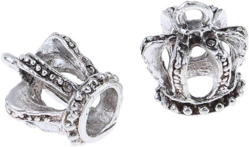 klarako 30 Pack 3D Crown Charm Pendant Jewelry Finding Lots for Bracelet Necklace Making, Zipper Puller Charms  Antique Silver, 15 x 13mm - Image 4