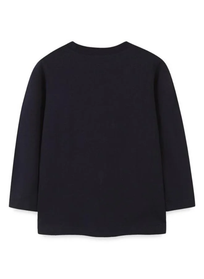 YUNIQEE Black Printed Long Sleeve Crew Neck T-Shirt