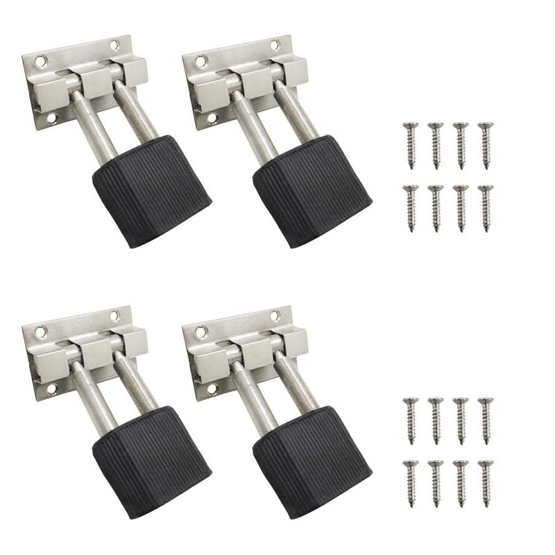 Door Stopper with Rubber Tip Floor Mounted Stainless Steel Pack of 4 with Screws  - Image 1