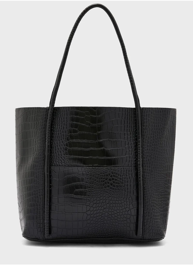 ELLA Croc Effect Shiny Tote Bag