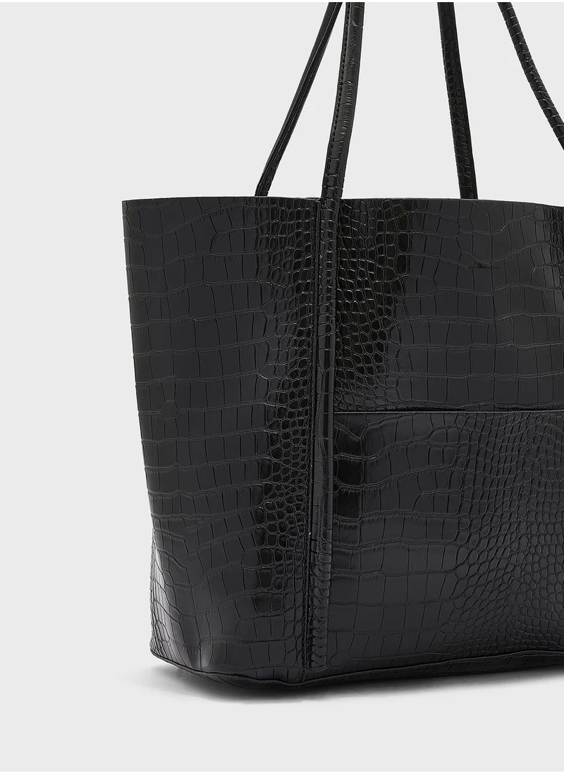 ELLA Croc Effect Shiny Tote Bag