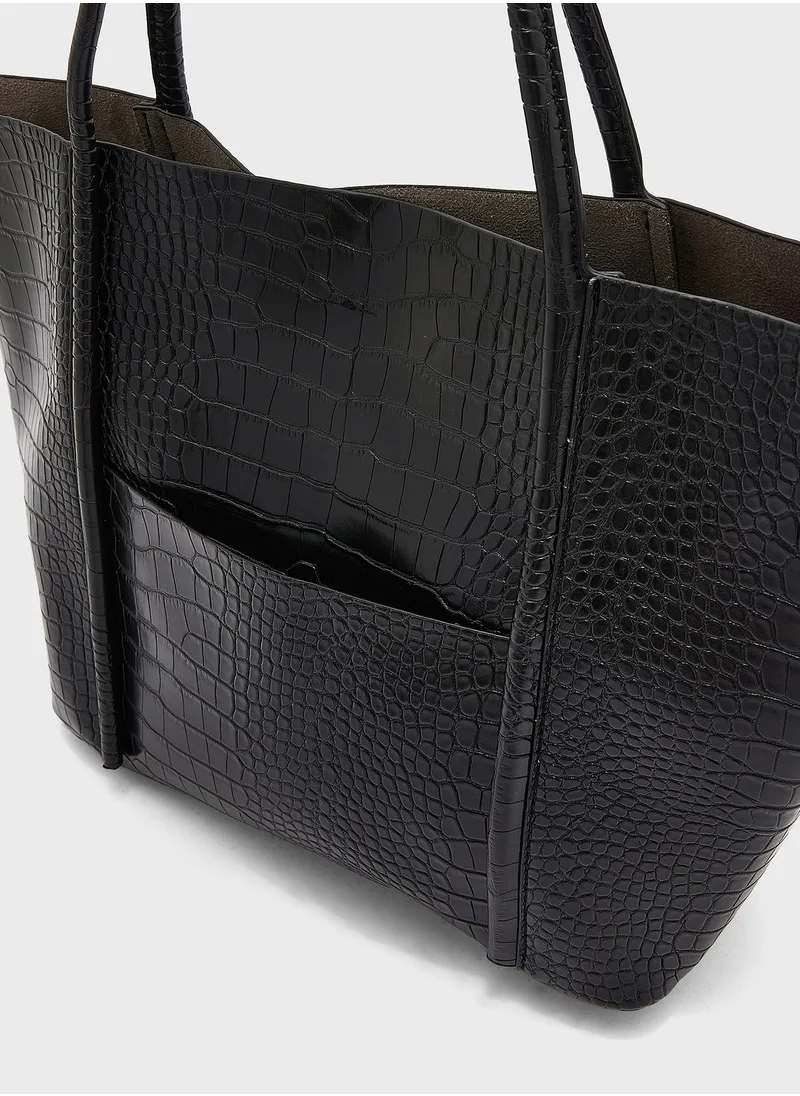 ELLA Croc Effect Shiny Tote Bag