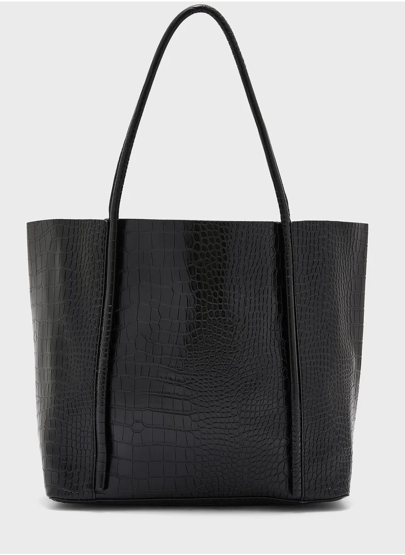 ELLA Croc Effect Shiny Tote Bag