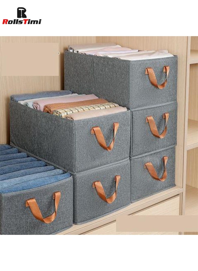 RollsTimi  Storage Bins with Metal Frame, Fabric Storage Box with Handles Stackable Shelf Storage Baskets, Grey - Image 5