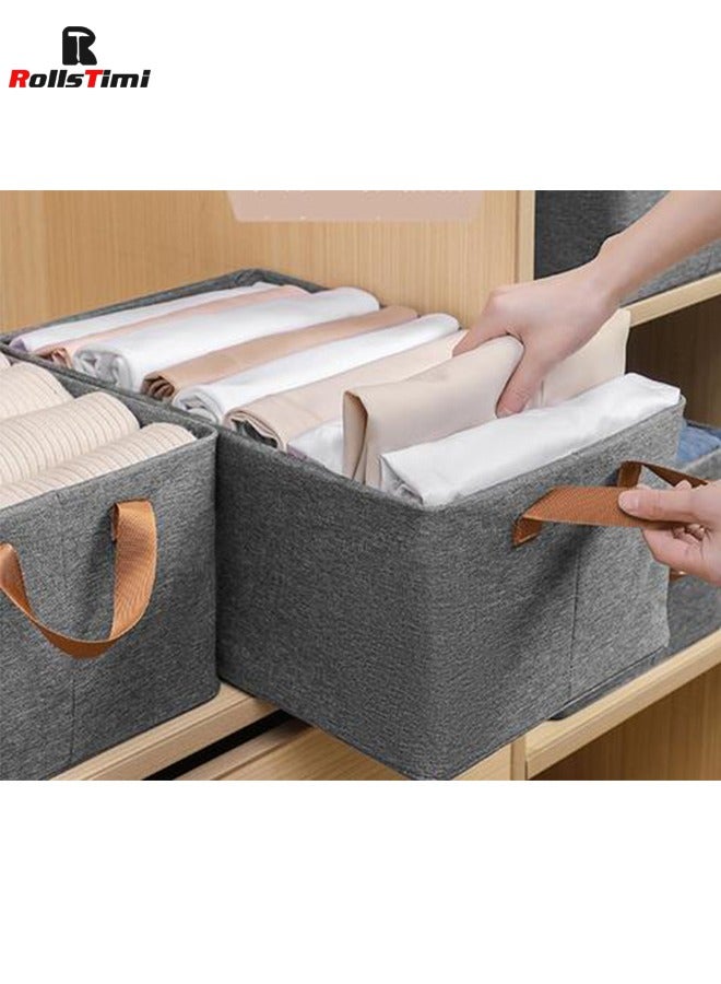 RollsTimi  Storage Bins with Metal Frame, Fabric Storage Box with Handles Stackable Shelf Storage Baskets, Grey - Image 4