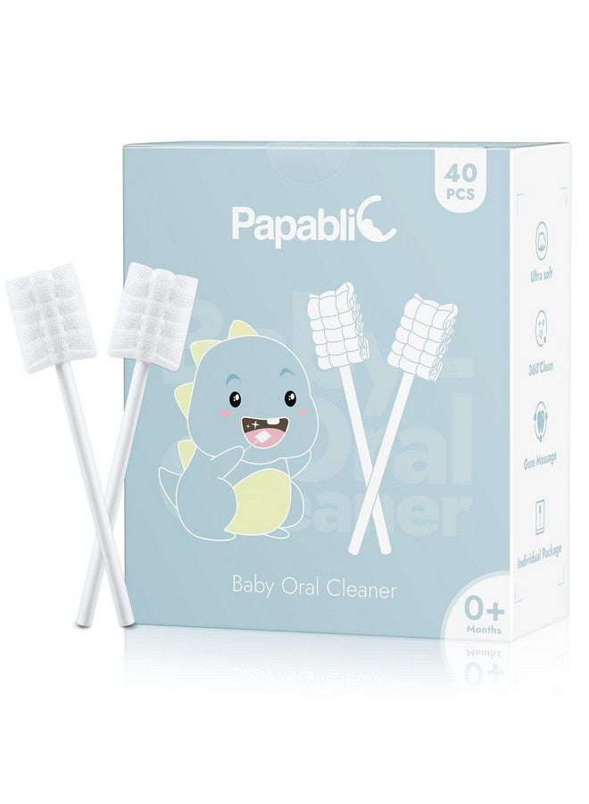 Papablic 40-Pack Baby Tongue Cleaner, Baby Oral Cleaner, Disposable Baby Mouth Cleaner Newborn, Upgrade Gum Cleaner With Paper Handle For Babies And Infants Ages 0-2 Years - Image 1