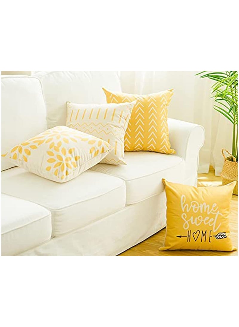 Throw Pillow Cover, Modern Sofa Decorative Pillow Covers 18x18 Set of 4, Outdoor Linen Fabric Pillow Case for Couch Bed Car Home Sofa Couch Decoration 45x45cm (Yellow, 18x18, Set of 4) - Image 2