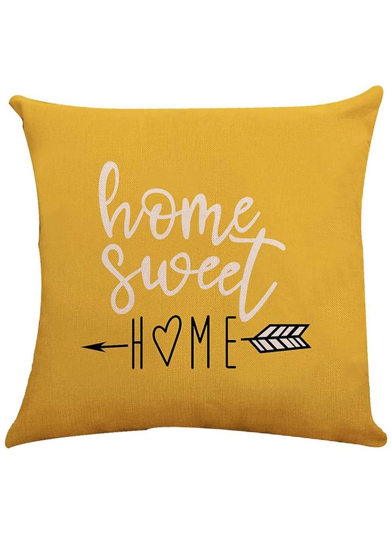 Throw Pillow Cover, Modern Sofa Decorative Pillow Covers 18x18 Set of 4, Outdoor Linen Fabric Pillow Case for Couch Bed Car Home Sofa Couch Decoration 45x45cm (Yellow, 18x18, Set of 4) - Image 4