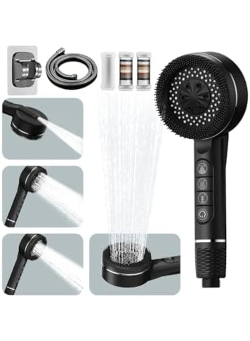 SYOSI Hard Water Filter Shower Head with Hose and Holder, 4 Mode High Pressure Handheld Showerhead with Pause Switch, Removes Residual Chlorine and Impurities, Ideal for Dry Skin, Hair Care, Family Use - Image 1