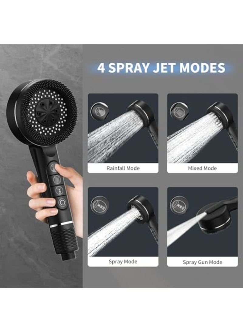 SYOSI Hard Water Filter Shower Head with Hose and Holder, 4 Mode High Pressure Handheld Showerhead with Pause Switch, Removes Residual Chlorine and Impurities, Ideal for Dry Skin, Hair Care, Family Use - Image 3