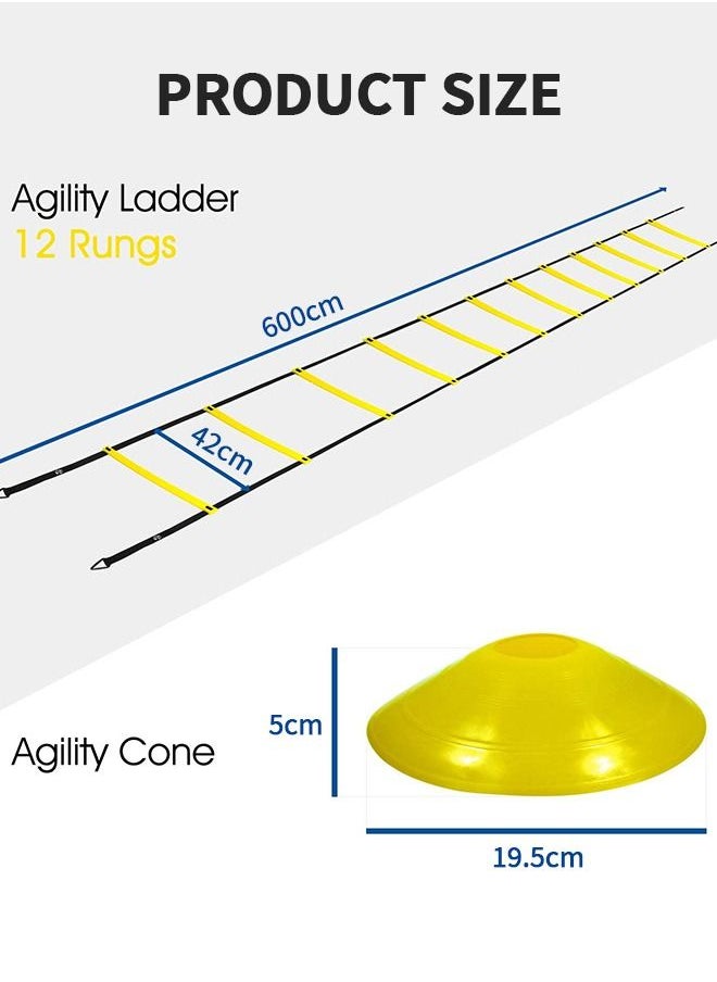 مجموعة تدريب سلم Agility بطول 20 قدمًا، معدات تدريب Agility مع 12 درجة بلاستيكية، و12 مخروط Agility و4 أوتاد فولاذية، و4 مشبك مثلث، وحقيبة حمل واحدة، لتدريب سرعة كرة القدم - pzsku/ZEBF480C449A87C3EB487Z/45/_/1684479211/fb7da4e1-2855-4acf-a136-52323c389327